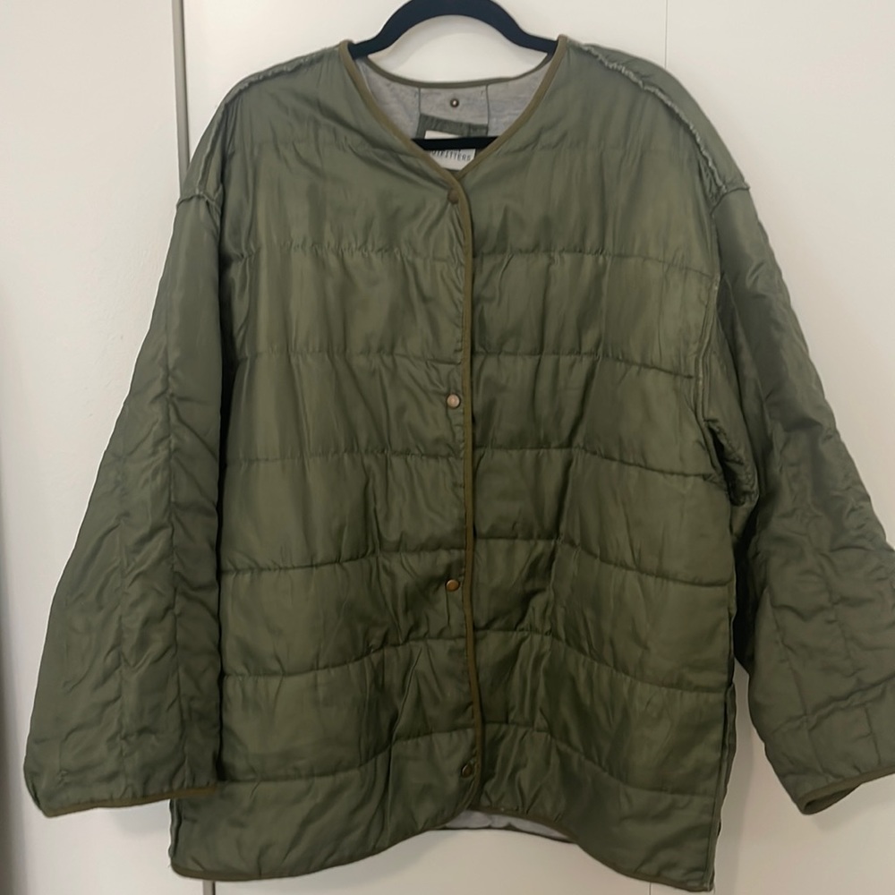 Urban Outfitters Green Quilted Reversible Oversized Jacket